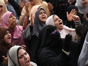 "Our honor is a red line," screamed a protester at the march. 