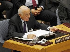 الامين العام للجامعة العربية نبيل العربي يلقي كلمته امام مجلس الامن الدولي 
