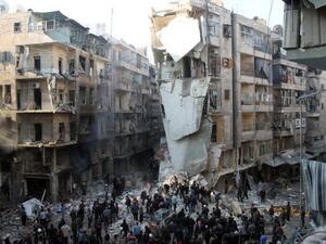 Regime airstrikes in Aleppo this week have completely destroyed Syria's second largest city (Mohamed Al Khatieb/AFP) 