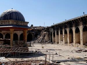 The famous Ummayad Mosque in Damascus has been reduced to rubble under the Syrian conflict (Courtesy of the Daily Mail)