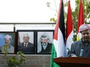 بارزاني خلال افتتاح القنصلية الفلسطينية