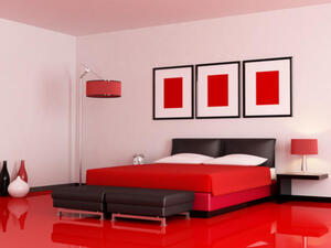 غرفة نوم رومانسية باللون الأحمر بلمسات ناعمة جداً غرفة نوم رومانسية باللون الأحمر بلمسات ناعمة جداً