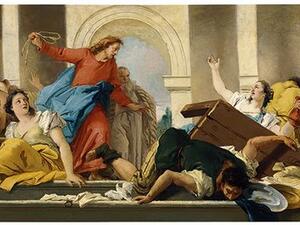 Jesus cleared the temple of vendors selling animals for sacrifice at insane prices.