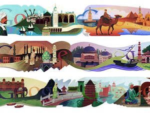 All the different, but beautiful variations, of the Google Ibn Battuta Doodle. (Image source: "ibnlive.in.com")