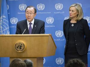 Sigrid Kaag, pictured right and who is the head of the joint disarmament mission in Syria between the United Nations and OPCW, says the Syrian government can meet its March deadline if it maintains its current efforts (File Archive/AFP)