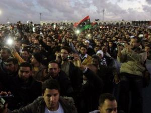 تظاهرة في بنغازي ضد الميليشيات المسلحة
