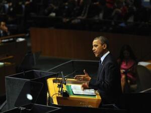 الرئيس الاميركي باراك اوباما خلال القائه كلمته امام الامم المتحدة الثلاثاء