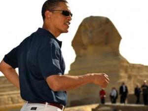 U.S. President Obama's relationship with the Muslim Brotherhood is being illuminated so much that he has to wear shades.