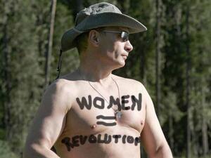 A spoof of Putin bare-chested is one of the many highlights from social media on #toplessjihad day.