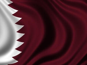 The flag belonging to the Gulf state Qatar.