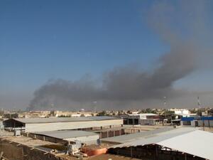 Smoke rises from Iraq's Ramadi after gunmen allegedly attempted to attack government troops (Azhar Shallal/AFP)