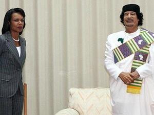 Condoleezza Rice and Muammar Gaddafi meet in Tripoli 2008; but the visit stayed in Gaddafi's heart a lot longer it would seem, if the photo album found in Gaddafi's den is anything to go by.