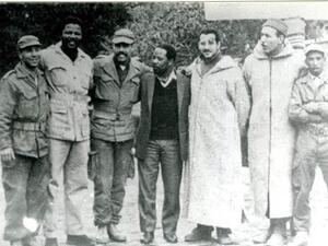 Mandela, pictured second from left, received his fist military training in Algeria with rebels from the National Liberation Front (Courtesy of Pretoria News Library)