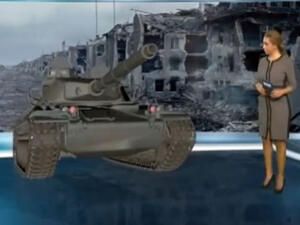 An Al-Jadeed TV newsreader presents the news in 3D. (Image: Youtube screenshot)