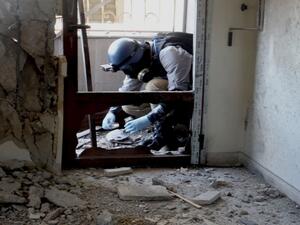 Syria is believed to have more than 1,000 tonnes of chemical agents and precursor chemicals within its borders (Courtesy of Ammar al-Arbini/AFP/Getty Images)