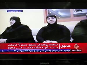 The abducted Syria nuns appeared on television Dec. 6 (Courtesy of the Daily Star/Al-Jazeera TV)