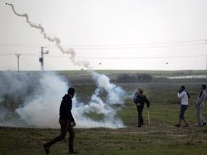 Israel fired tear gas at Palestinian protestors at a demonstration near the border earlier this week (Mohammed Abed/AFP)