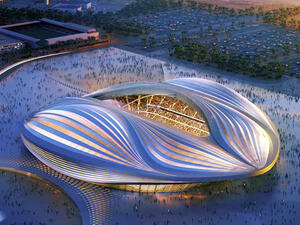 Saoud bin Abdulrahman Stadium or 'Al Wakrah', inspired by the traditional dhow (Arabian fishing boat) is a shiny new football stadium for Qatar's 2022 World Cup. Equipped with a cooling system, the stadium is at the centre of a design stink, accused of resembling a vagina! (Image of Construction Week online)