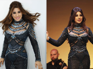 تتنوعت إطلالات نجوى كرم ما بين الفساتين الطويلة والقصيرة والجيمبسوت 