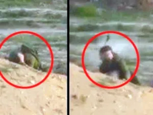 لحظة اصابة ضابط اسرائيلي برصاص قناص من غزة