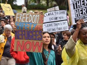 مظاهرة مؤيدة لحقوق اللاجئين في استراليا