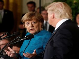 المستشارة الألمانية أنغيلا ميركل في مؤتمر صحفي مشترك مع ترامب