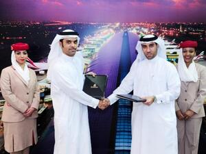 Nasser bin Kherbash, Emirates Divisional Senior Vice-President, HR Development and Employee Services, and Essa Al Mulla, ENDP Executive Director Knowledge & Human Development Authority, signing the MOU