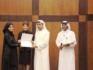 One of the honored students receiving her award