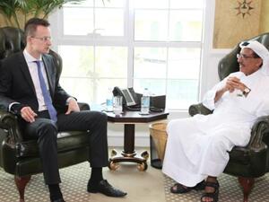 Khalaf Ahmad Al Habtoor with Peter Szijjártó, Hungary’s Minister of State for Foreign and External Economic Affairs