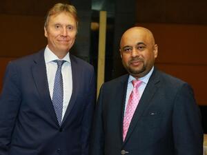 Andrew Ward, VP of Marketing and Customer Experience with Rohit Ramachandran, Jazeera Airways CEO 