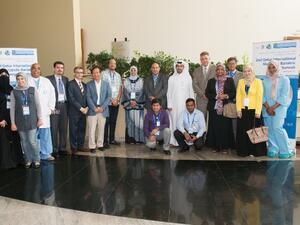 Dr. Moataz Bashah with some of the speakers and participants at the summit