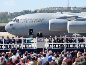 Boeing C-17 Program Manager Bob Ciesla during the delivery ceremony for the UAE's first C-17, held in Long Beach, California