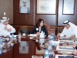 NBK CEO Shaikha Al Bahar with Chairman and Managing Director of Al Khorayef Group Saad Al Khorayef and Boubyan Vice Chairman and Managing Director Adel Al Majed