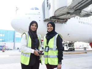 All aspects of the journey, from “above wing” to “below wing” activities in the lead up to the departure, were performed by women. (File photo)