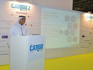 Humaid Al Rashid delivers a presentation at The Cargo Show MENA 2016