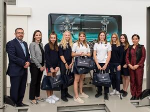 To start the school day, a fleet of luxurious Maserati cars transported the 8th and 9th Grade students from Dwight School Dubai to the Maserati service center for a complete tour of the facility. 
