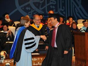 Dean Sherif Kamel Receiving his Diploma