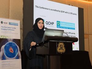 Dr. Maryam Al Kuwari speaks during the symposium