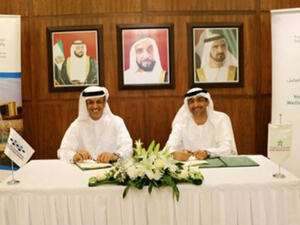 Dr Ramadan AlBlooshi and Salem Khalifa a the signing. (Wam)