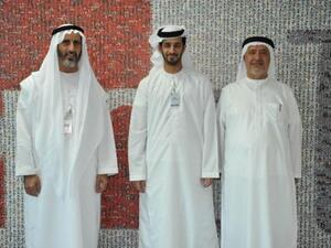 EMAL’s first scholarship graduate, Faisal Saleh Al Wahedi, meets with Saeed Fadhel Al Mazrooei, President and CEO and Radhwan Al Madani, Senior Manager, Recruitment & Onboarding