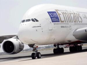The Airbus A380 just landing in Rome’s Leonardo da Vinci airport