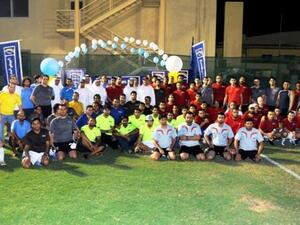 The participants at the Emirates NBD annual Ramadan Football Tournament