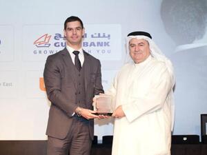  Mr. Surour Alsamerai, General Manager, Human Resources at Gulf Bank receiving the ‘HR Professional of the Year’ award from Mr. Nicholas Watson, Global Marketing Director at Naseba during the awards ceremony held in Dubai