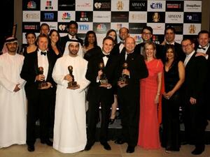 Etihad executives and staff collect the airline's four awards