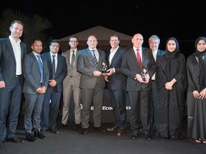 Ricky Thirion, Etihad Aviation Group Treasurer (pictured fifth left), with members of his treasury team after winning honours at the 2016 Middle East, African & Islamic Finance Aviation 100 Awards held in Dubai.

 