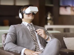 The carriers are testing the potential of the technology in lounges. (Courtesy of Emirates)