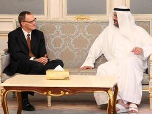 Frits van Paasschen, CEO of Starwood Hotels &amp; Resorts Worldwide with H.H. Sheikh Abdullah Bin Salem Al Qassimi