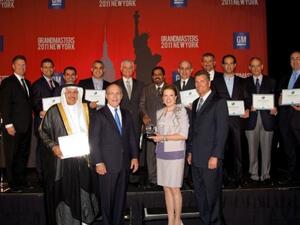 Representatives from the six winning Middle East dealers at a ceremony dinner hosted by General Motors 