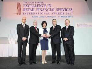 Gulf Bank receiving its award at The Asian Banker