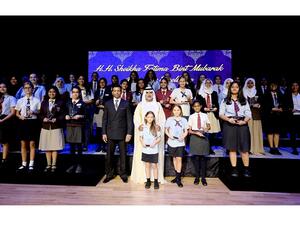 H.E Sheikh Nahyan bin Mubarak Al Nahyan, UAE Minister of Tolerance presenting the H.H Sheikha Fatima Bint Mubarak Awards for Excellence to 43 girls from GEMS Education.